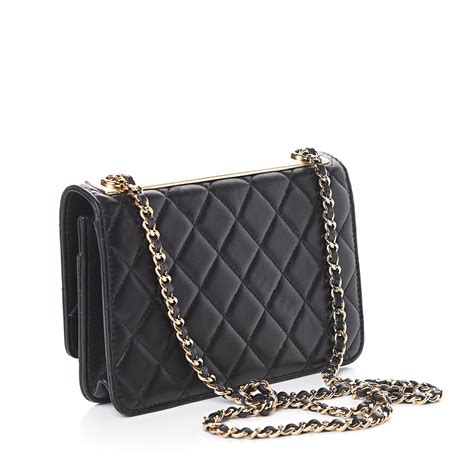 chanel black quilted lambskin trendy cc wallet on chain|chanel reissue wallet on chain.